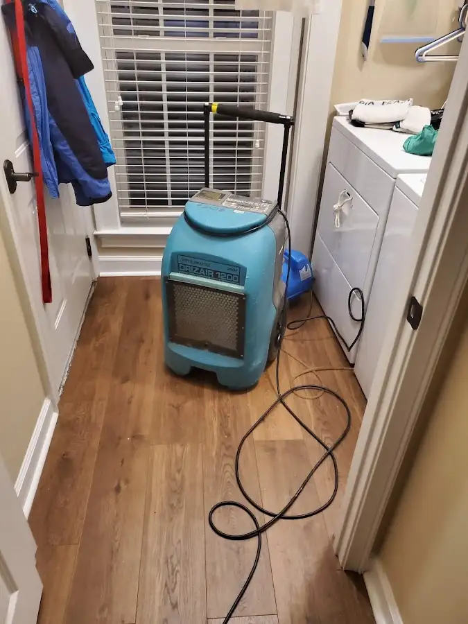 Commercial dehumidifier deployed for Flood Damage Cleanup in Bergenfield